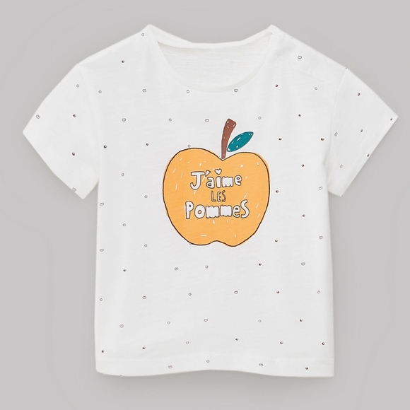 ZARA Baby Girl 🍎 Apple Print T-Shirt l 4-5YRS NWT - Picture 4 of 5